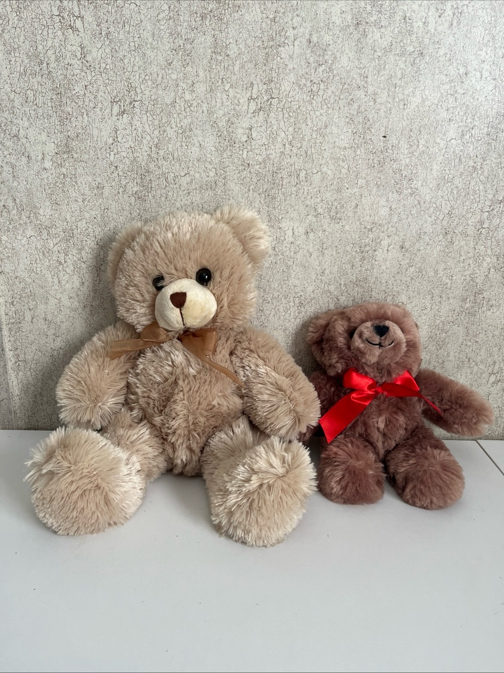 Teddy Bear Toy Plush Bundle Napco & Stargift 15” & 10”  Sitting 11” & 7”